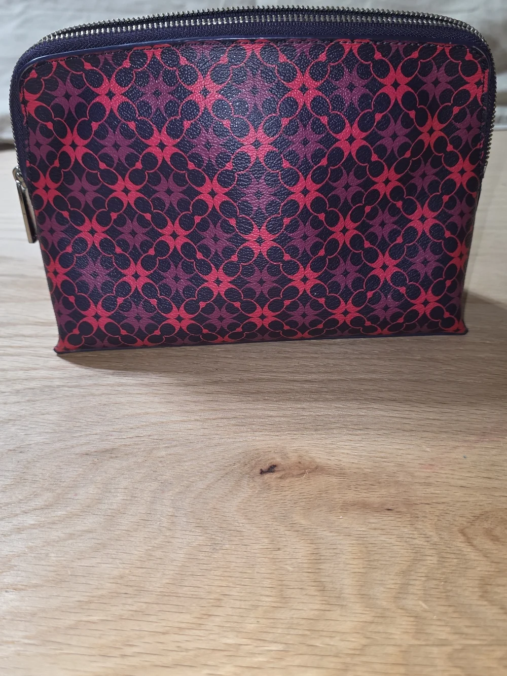 Coach Pink & Purple Signature Pattern Zip Cosmetic Pouch